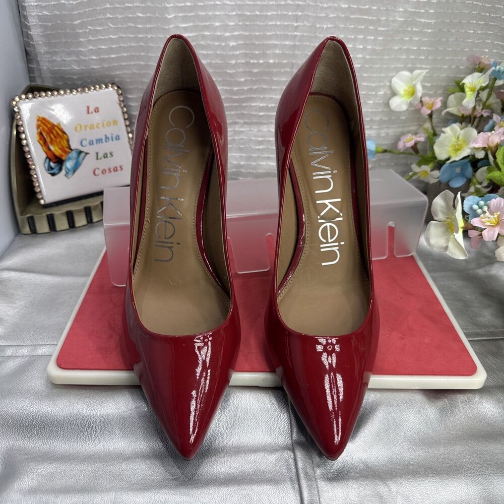 (O)Calvin Klein Red Patent Leather Gayle Women's Pump,Sz 8 M - Picture 2 of 16